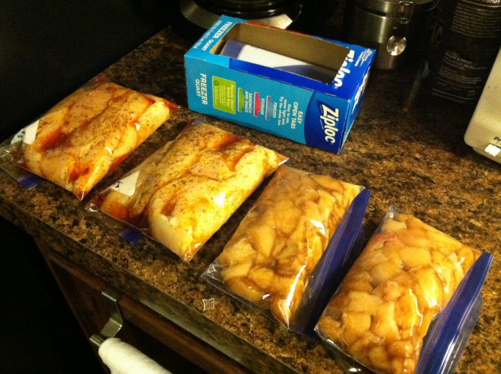 marinated chicken ready for the freezer