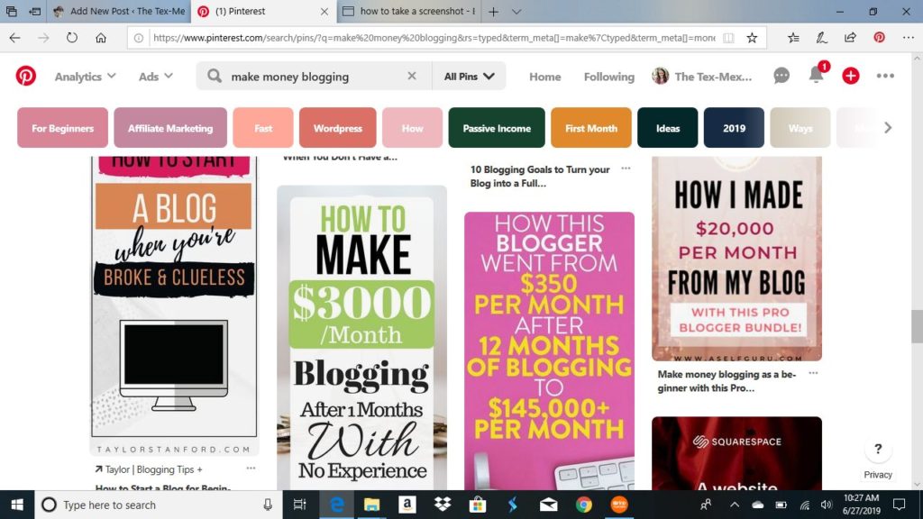 Pinterest pins about how to make money blogging