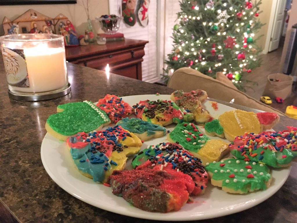 yummy Christmas treats in front of the tree