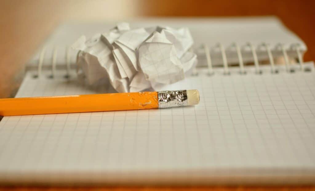 notebook and pencil for making a list of quick and easy meals