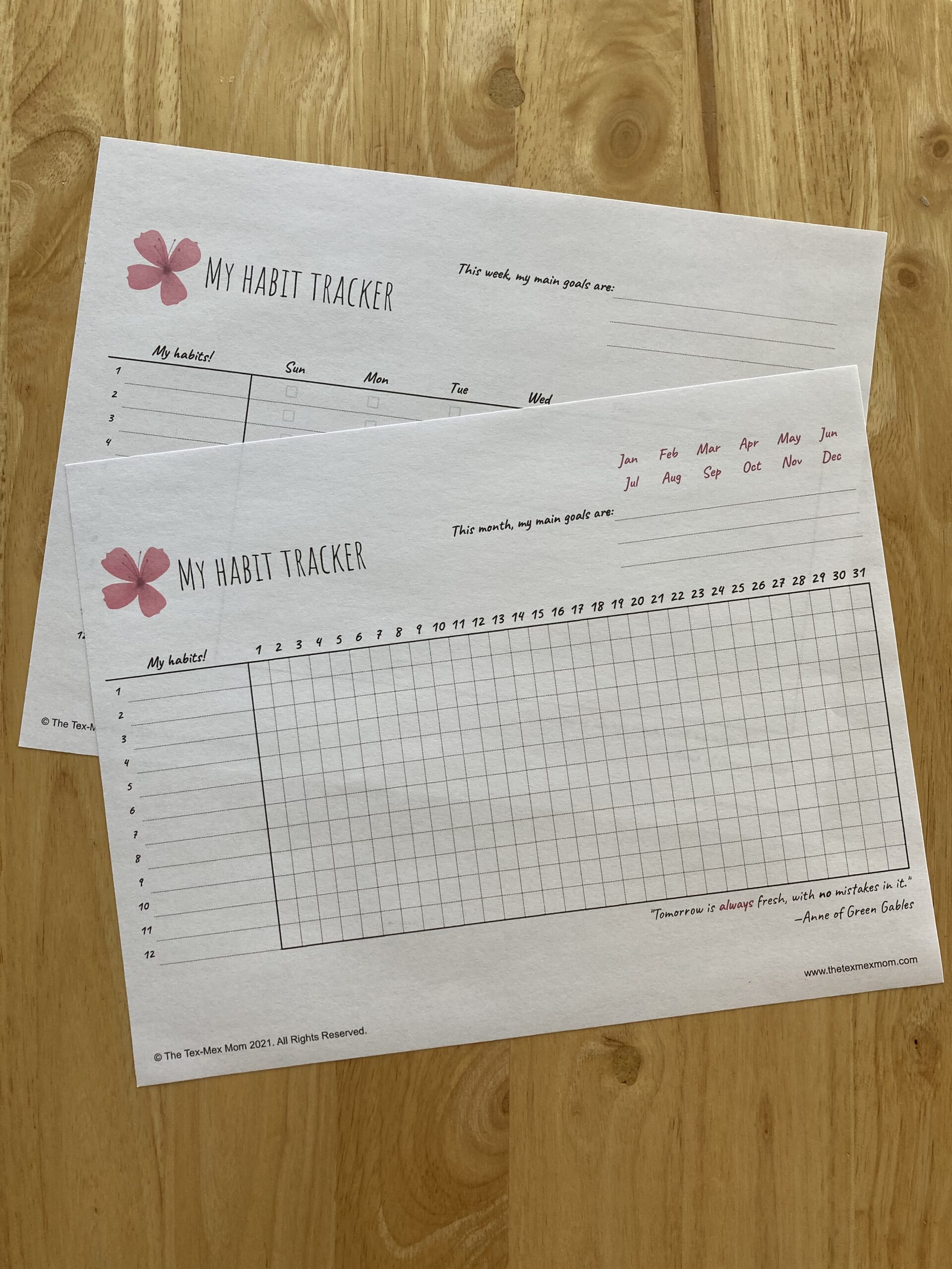 weekly and monthly free habit tracker printables