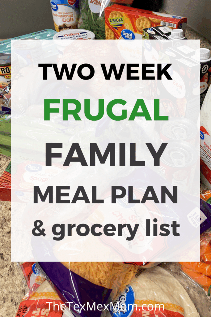 2 week frugal family meal plan with grocery list