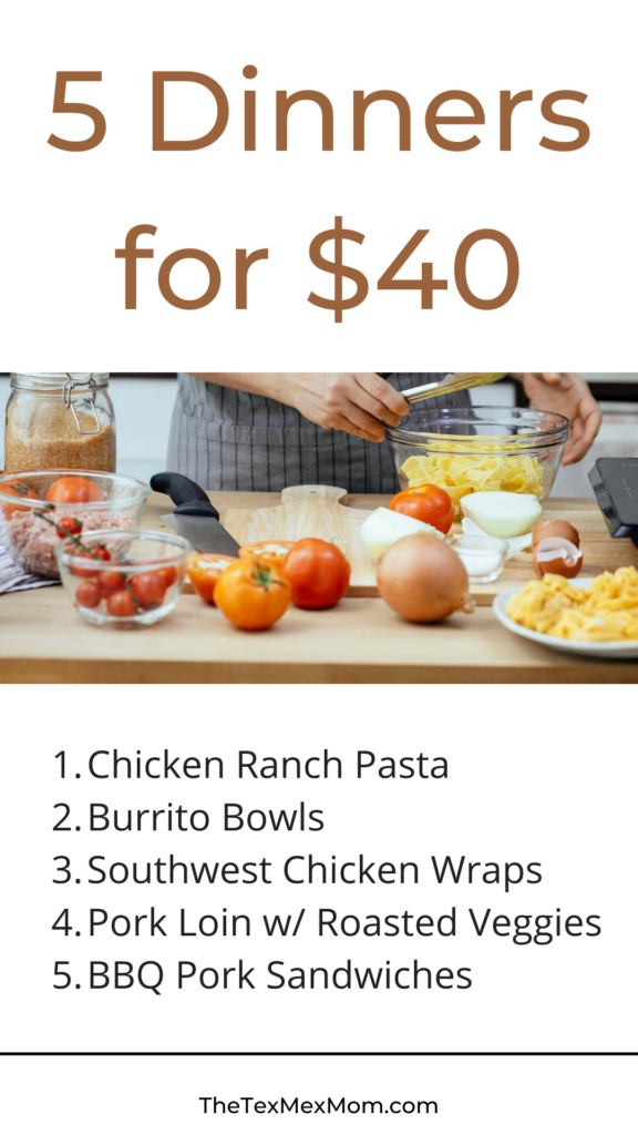 list of 5 dinners for $40 or less