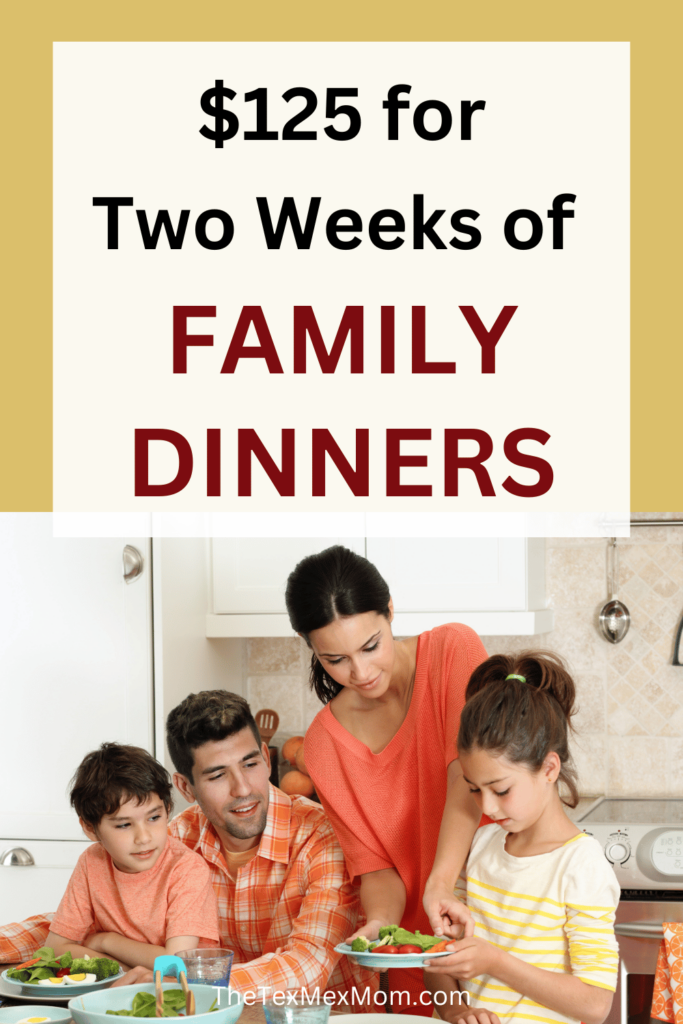 $125 Grocery List for 2 Weeks of Family Dinners - (photo of family at dinner)