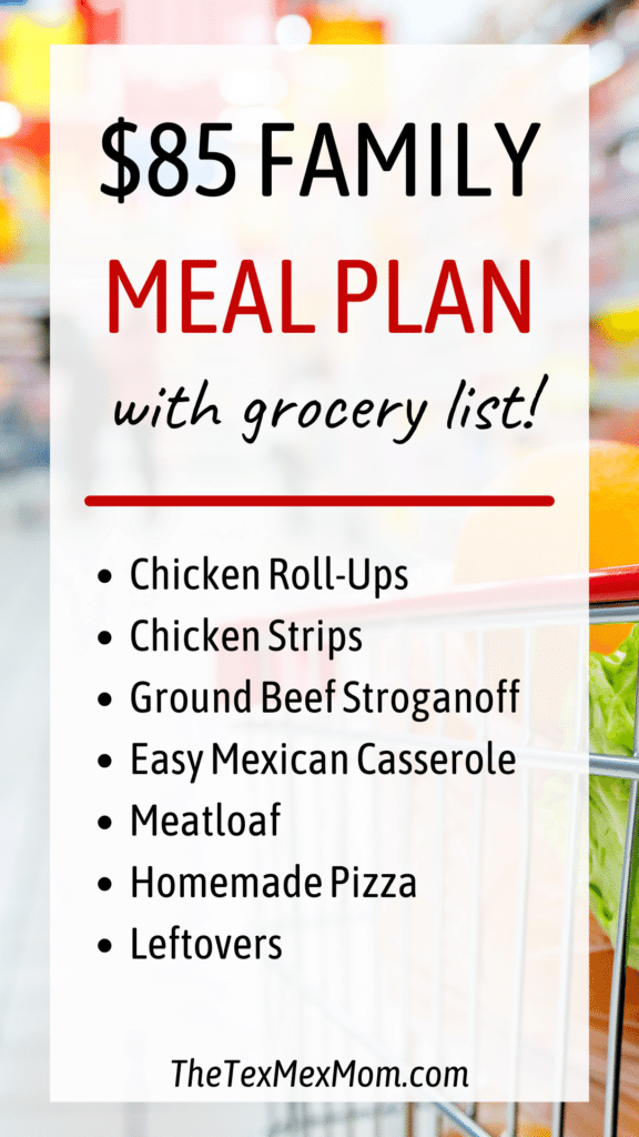 $85 Meal Plan with grocery list! (lists 6 dinner recipes)