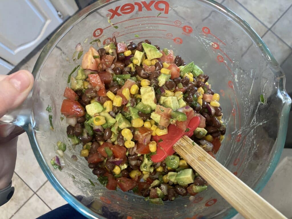 bowl of colorful black bean salsa